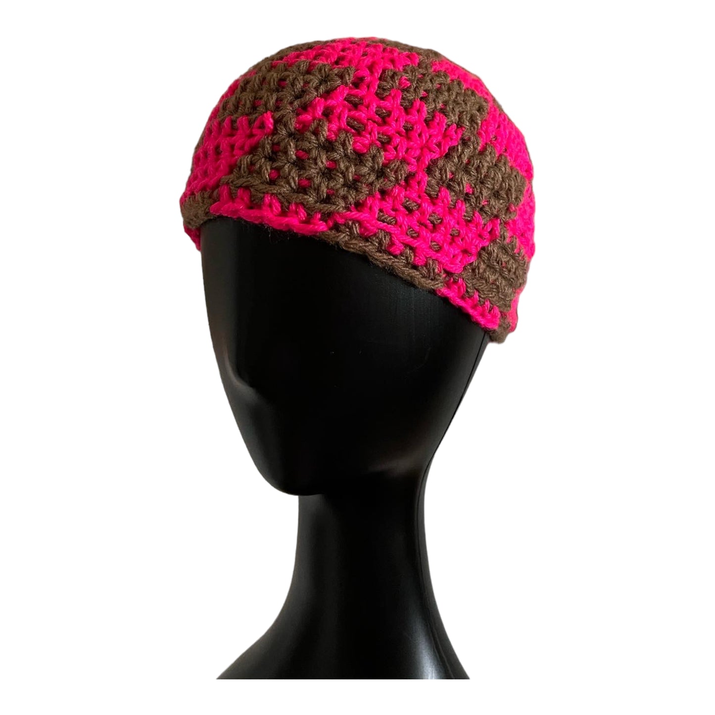 Pink & Brown Checkerboard Hat