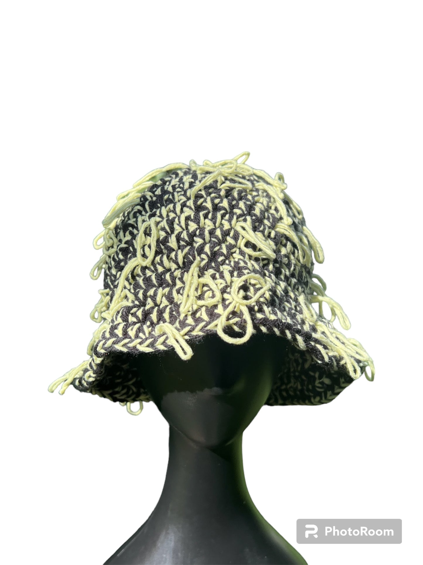 Black and Yellow Distressed Bucket Hat