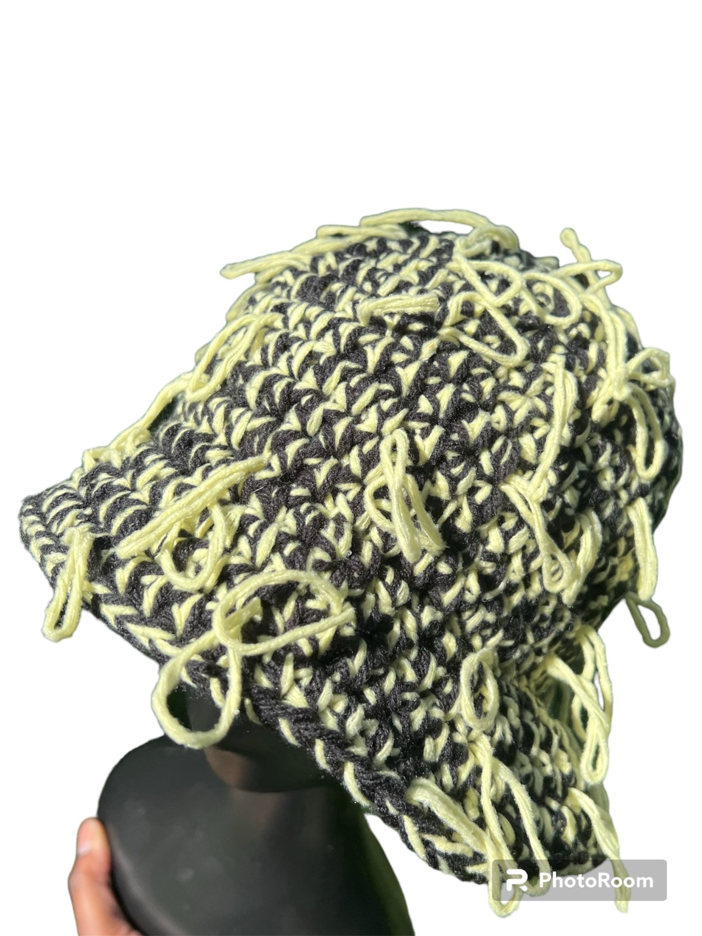 Black and Yellow Distressed Bucket Hat