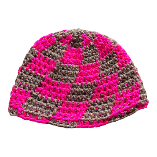 Pink & Brown Checkerboard Hat